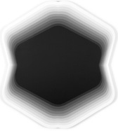 A black orb on a white background.