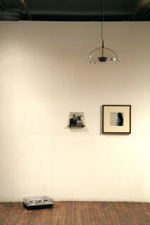 A installation view of Jenny Vogel's work on the wall and on the floor.