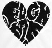 A black heart with "Fuck Me" drawn inside.