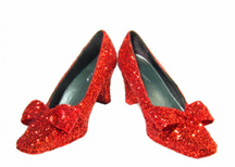 A pair of red glittery high heels.