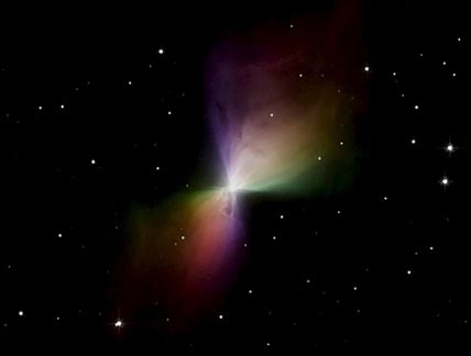 An image of space with colorful lights.